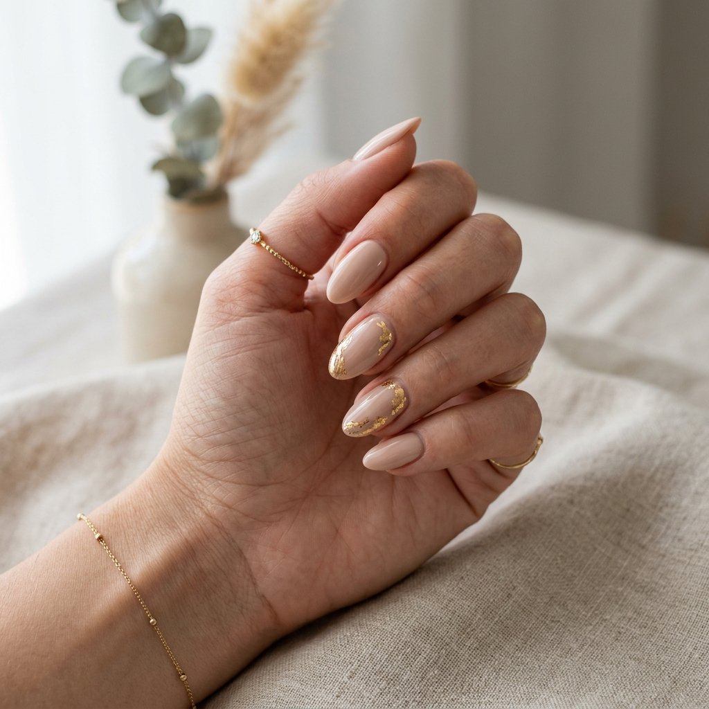 Gold Foil Accent Nails