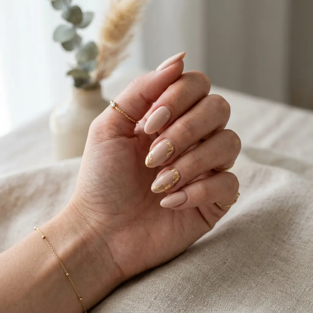Gold Foil Accent Nails