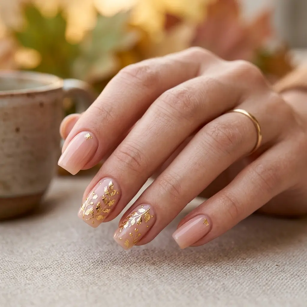 23 Early Fall August Nails You'll Want to Wear Before Everyone Else 18 Golden Leaf Accent Nails