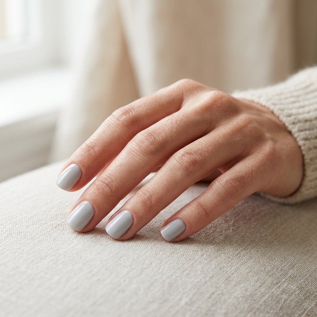Soft Gray Minimalist Nails