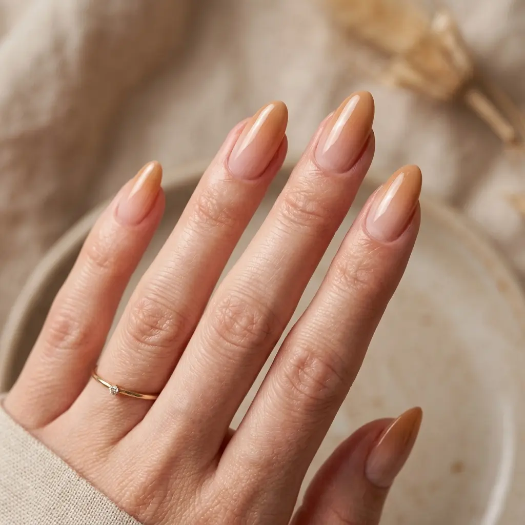 23 Early Fall August Nails You'll Want to Wear Before Everyone Else 13 Honey Beige Ombre Nails