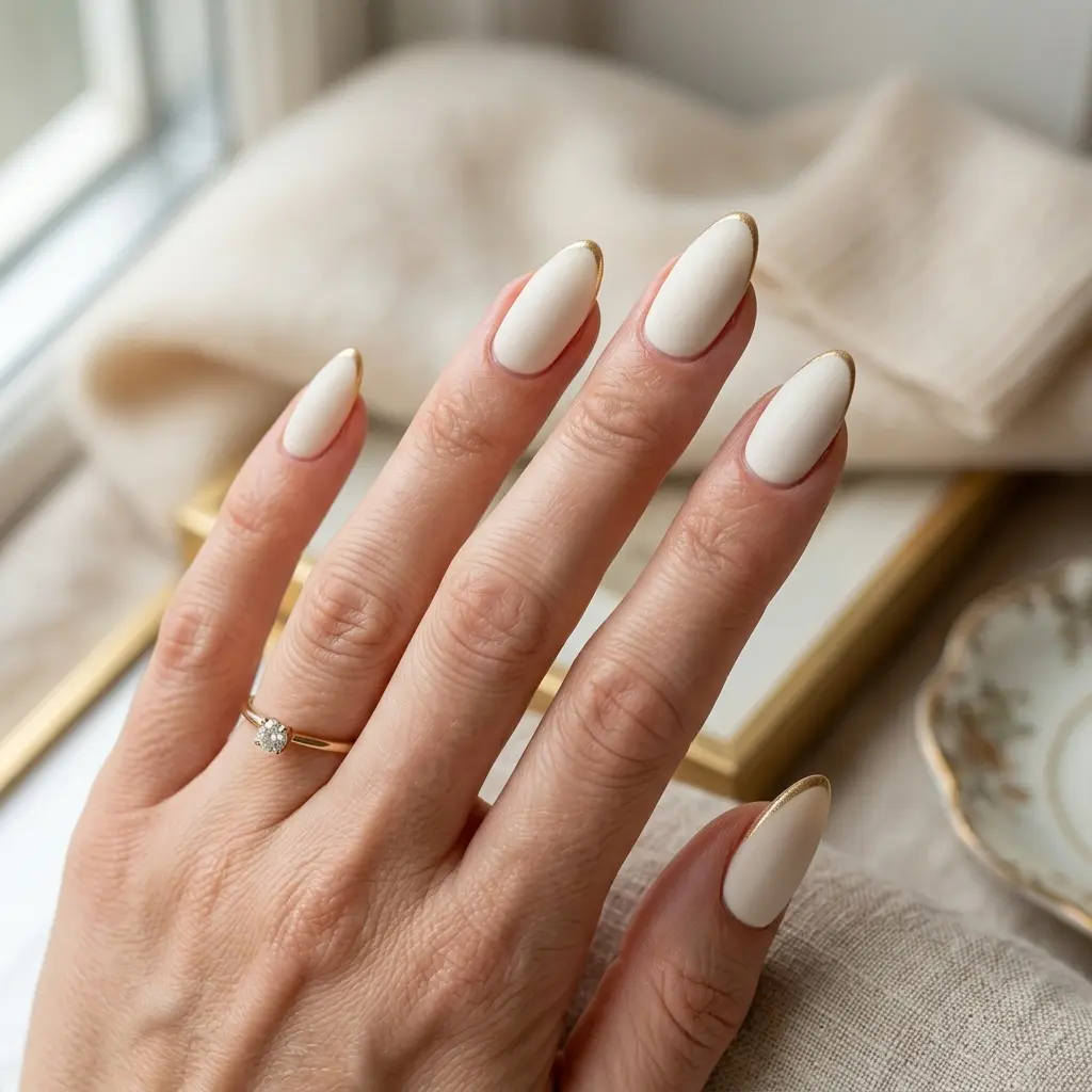Ivory Matte with Fine Gold Tip Line