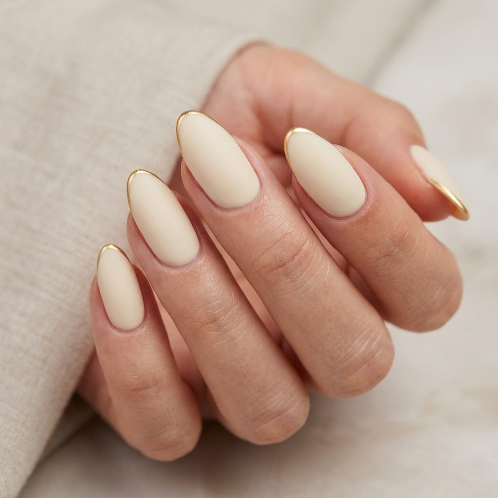 Ivory Matte with Fine Gold Tip Line