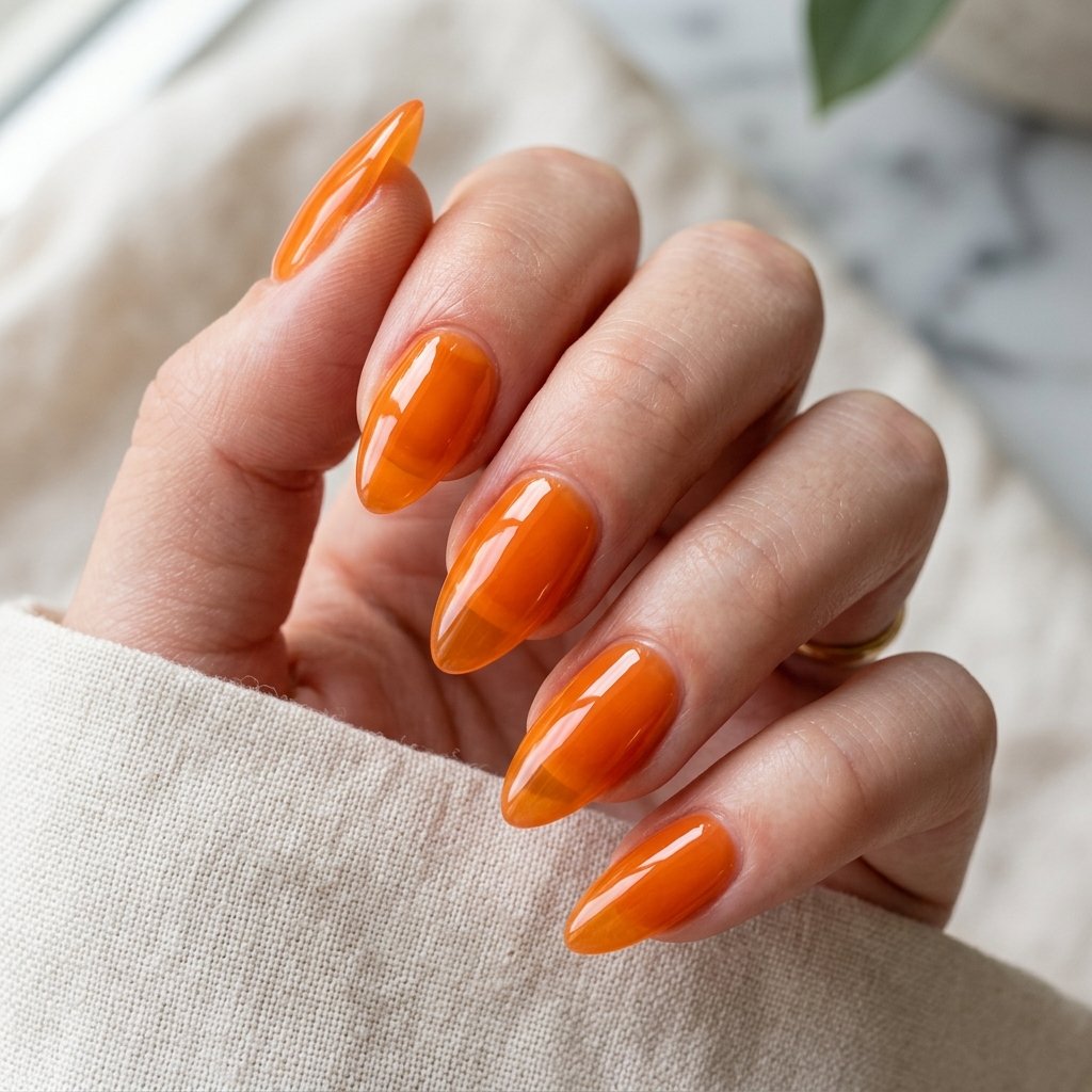 Jelly Orange Almond Nails