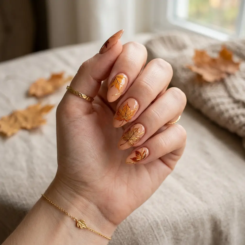 Maple Leaf Inspired Nails