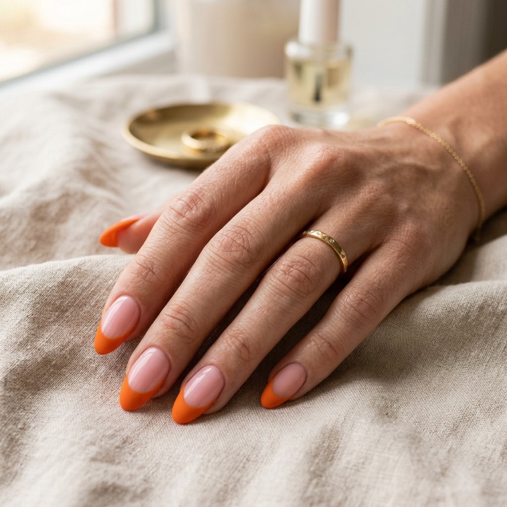 18 Orange French Nails Revealing A Chic Twist On A Classic Look 14 Matte And Gloss French Nails