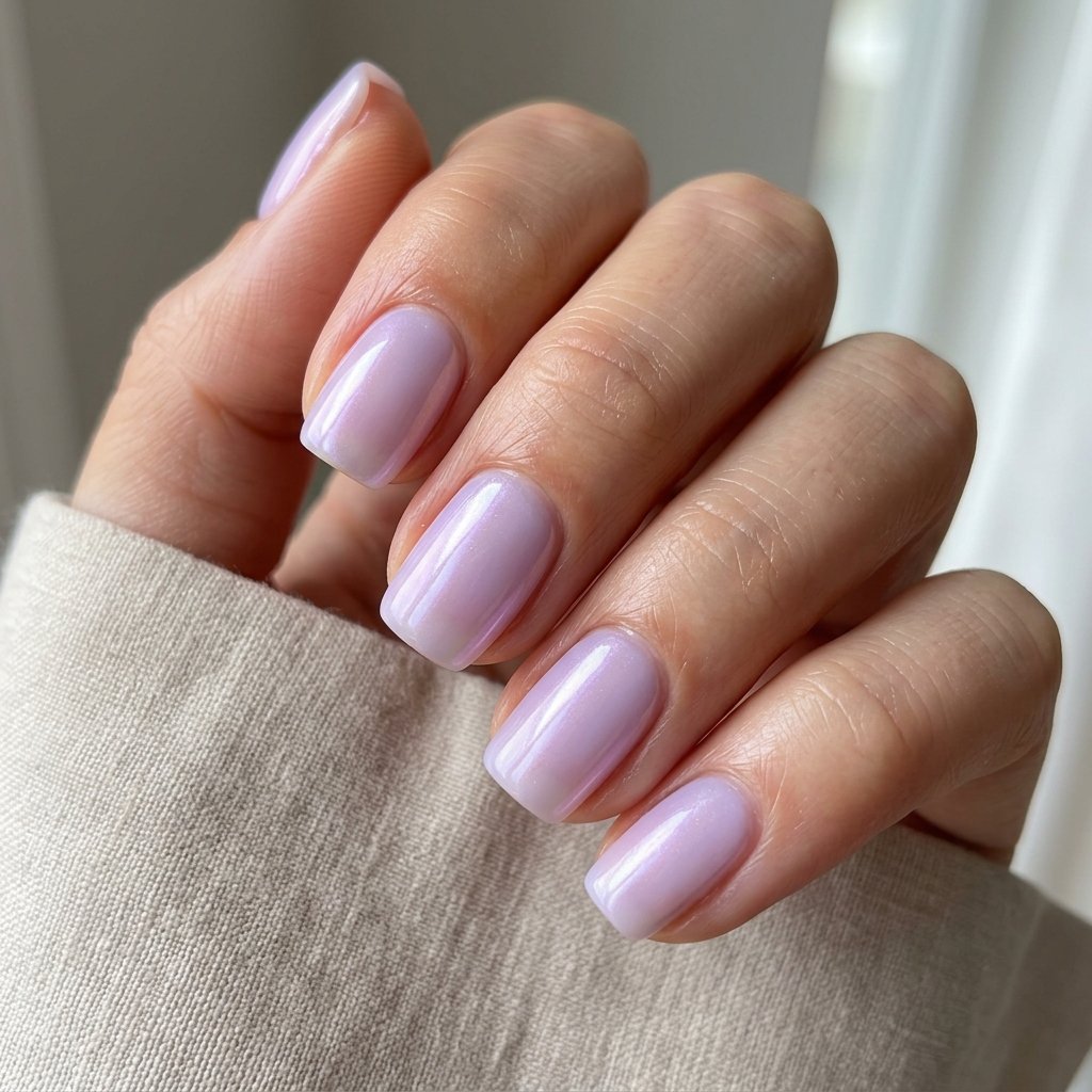 Milky Lavender Sheer Glaze Nails
