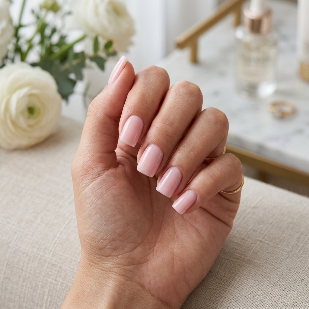 Milky Pink Square Nails