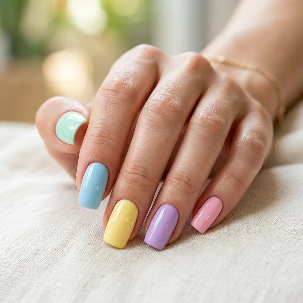 Mixed Pastel Nails