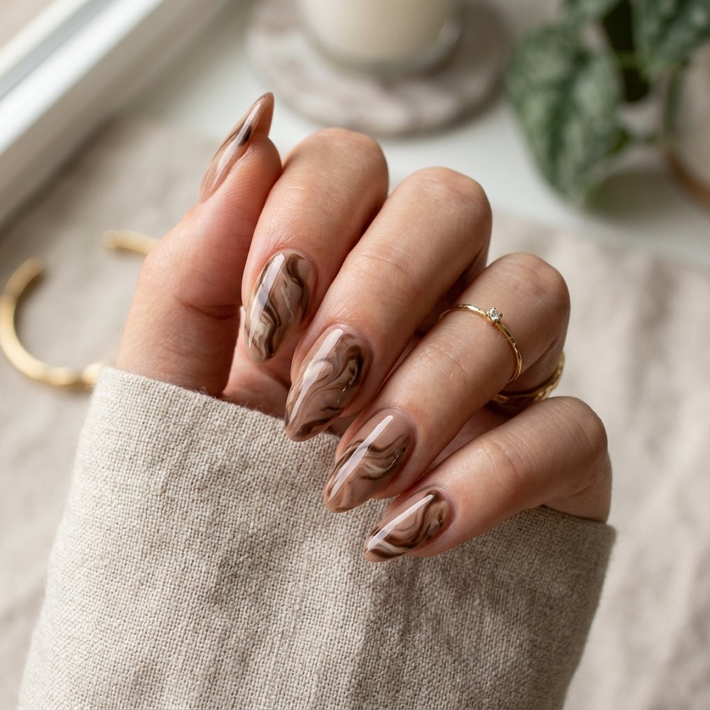 Mocha Marble Nails