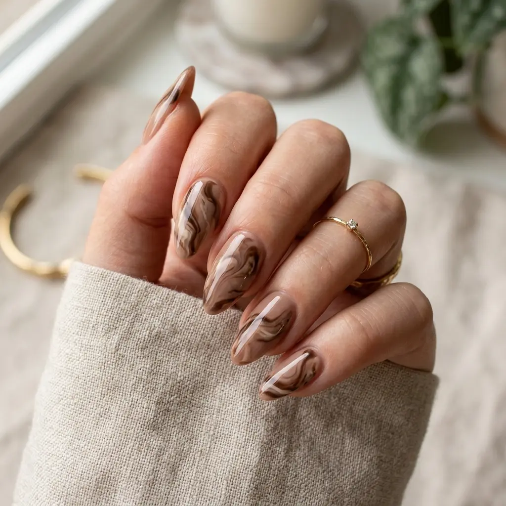 Mocha Marble Nails