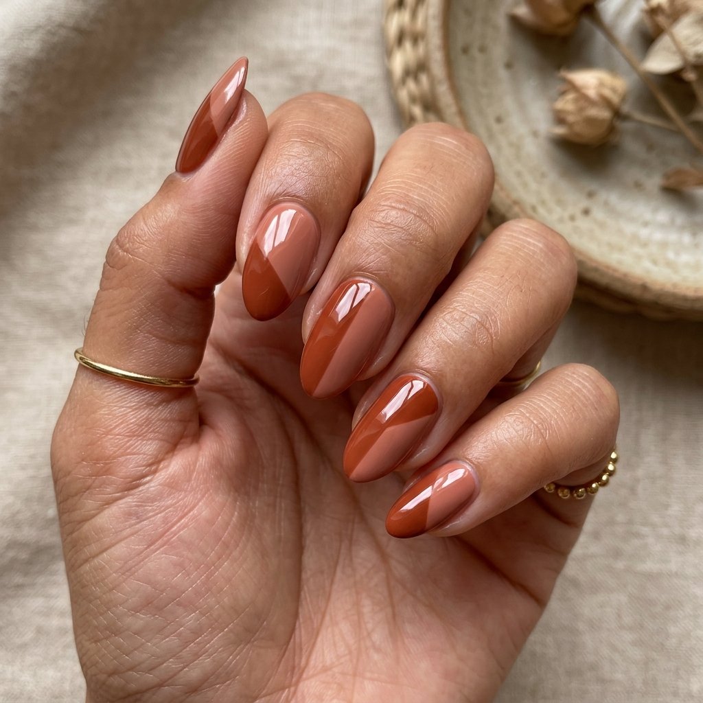 Muted Rust and Terracotta Two-Tone Color Block