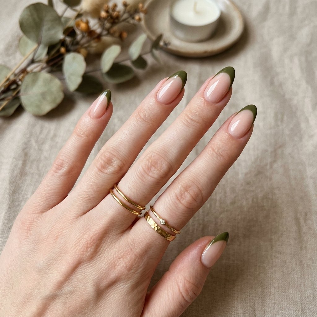 Olive Green French Tips