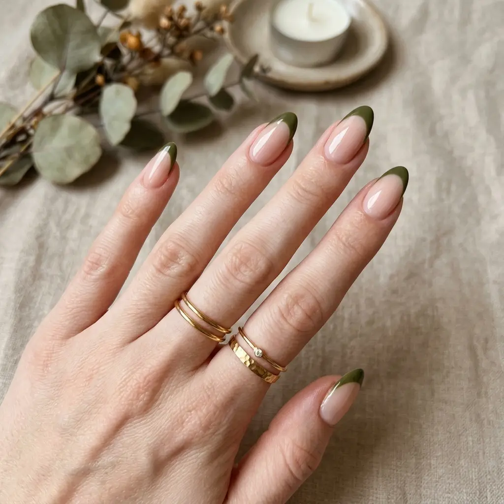 Olive Green French Tips