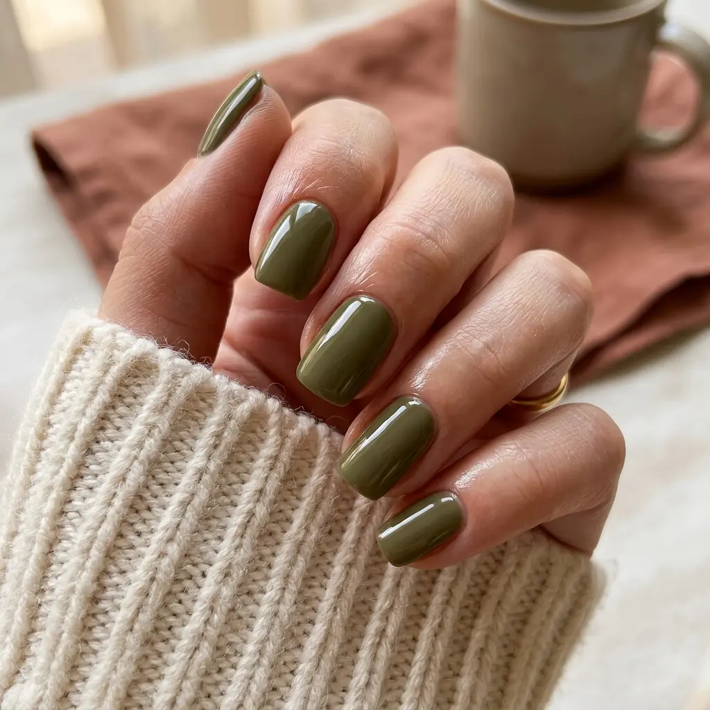 Olive Green Nails