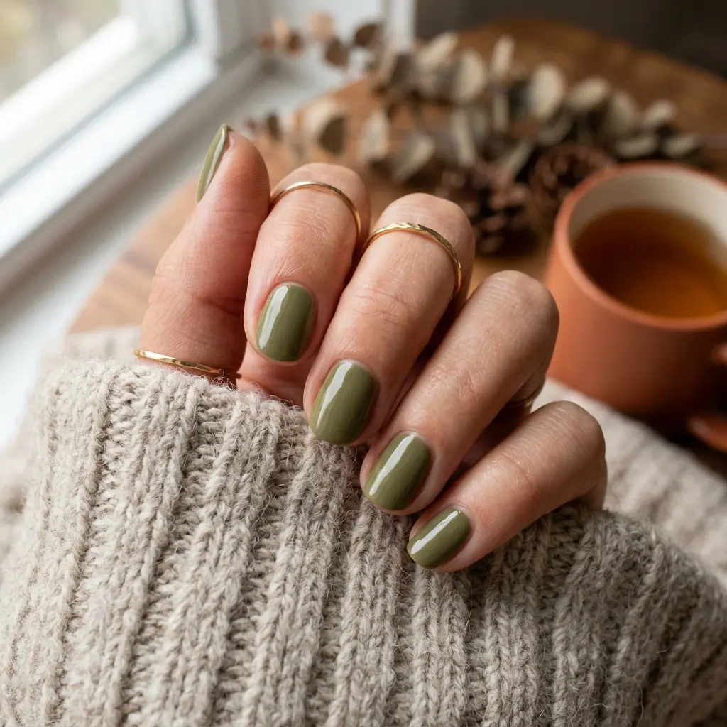 Olive Green Nails