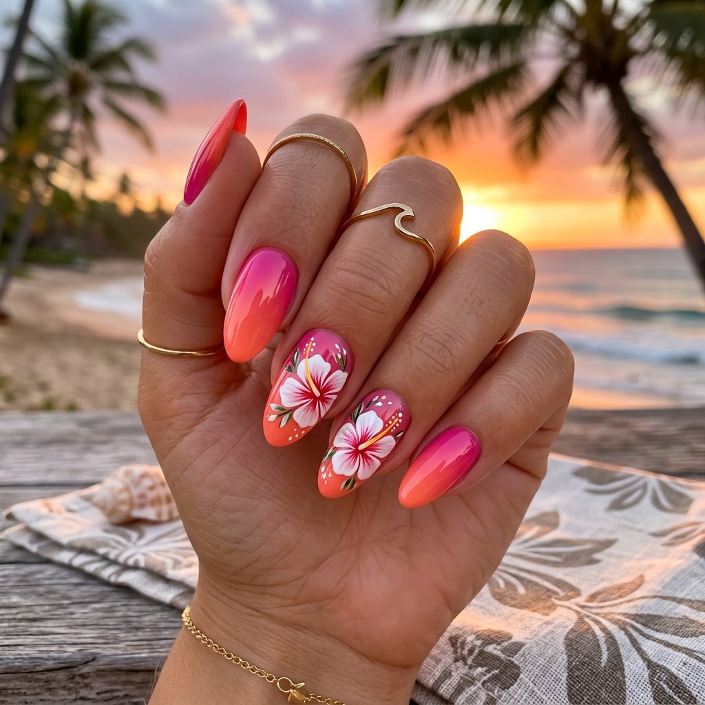 Ombre Base with Hibiscus Detail