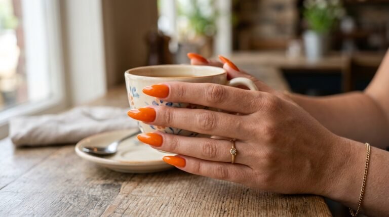 Orange Acrylic Nails