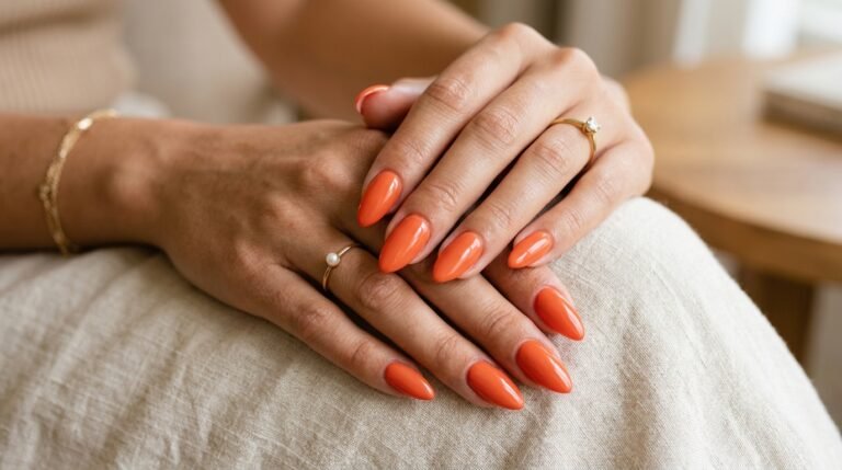 Orange Almond Nails