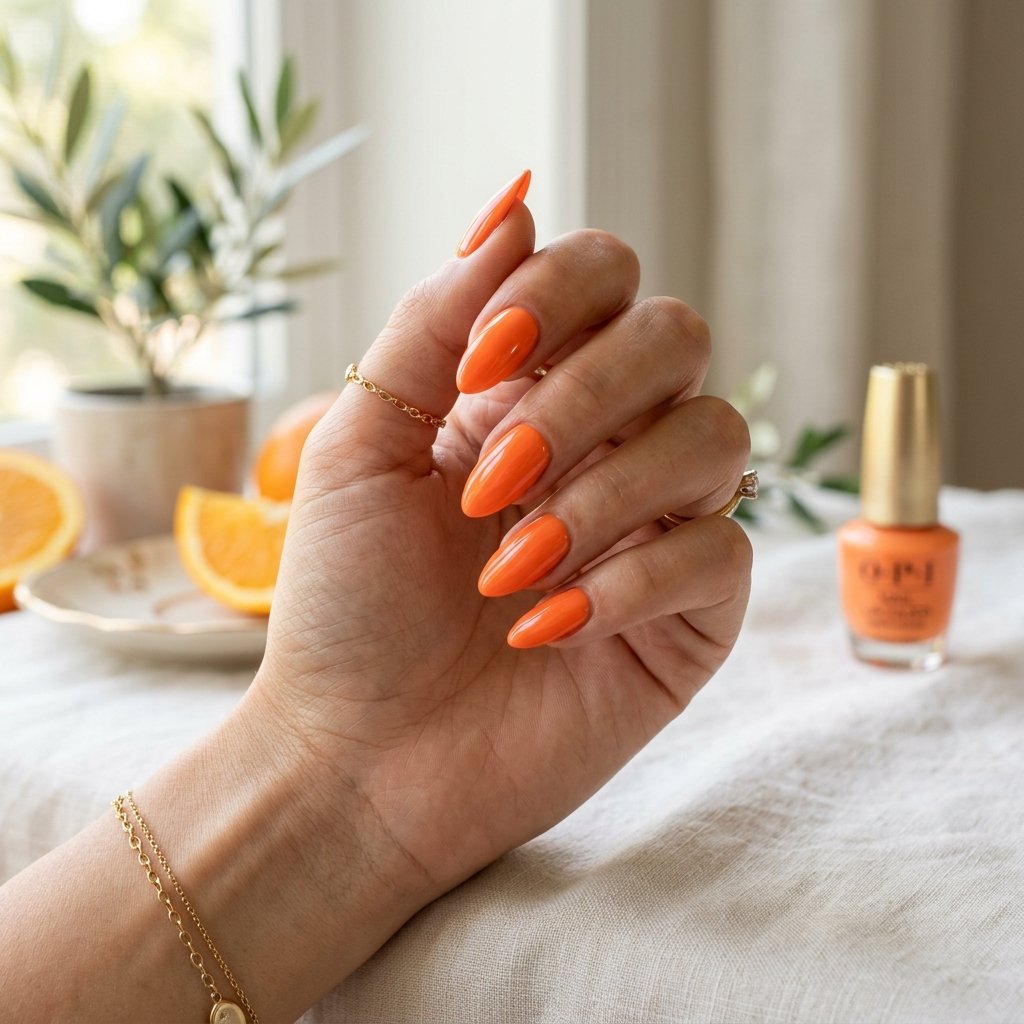 Orange Almond Nails
