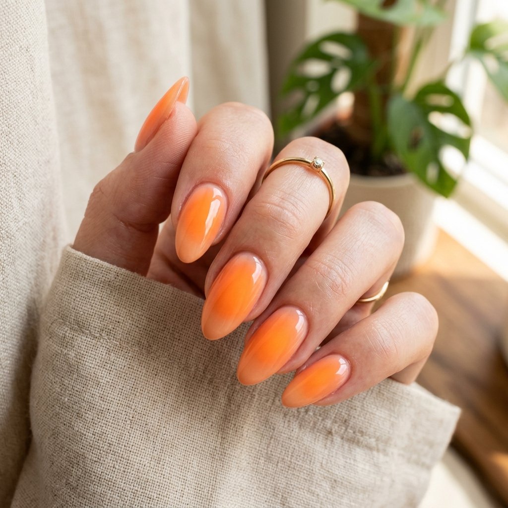 Orange Aura Nails