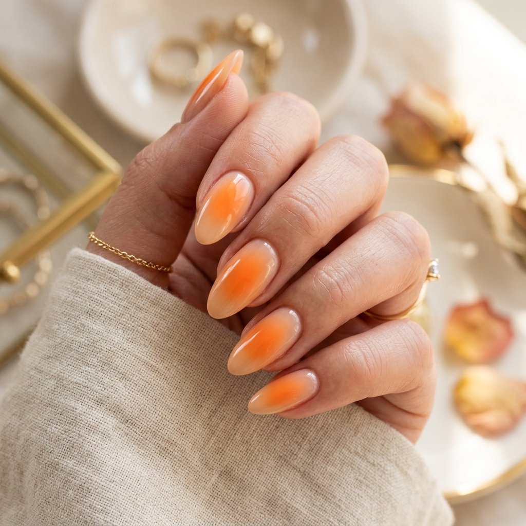 Orange Aura Nails