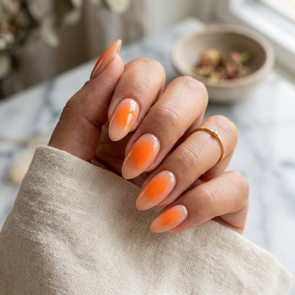 Orange Aura Nails