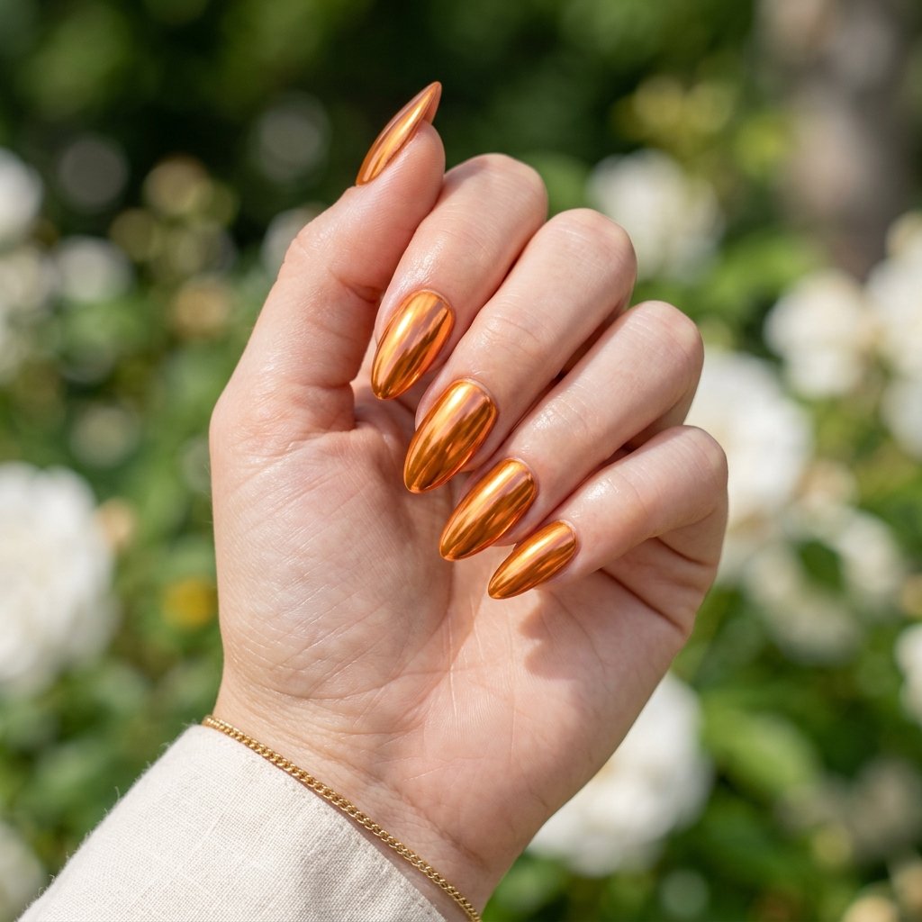 Orange Chrome Nails