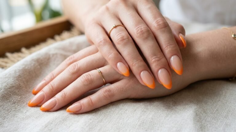Orange French Nails