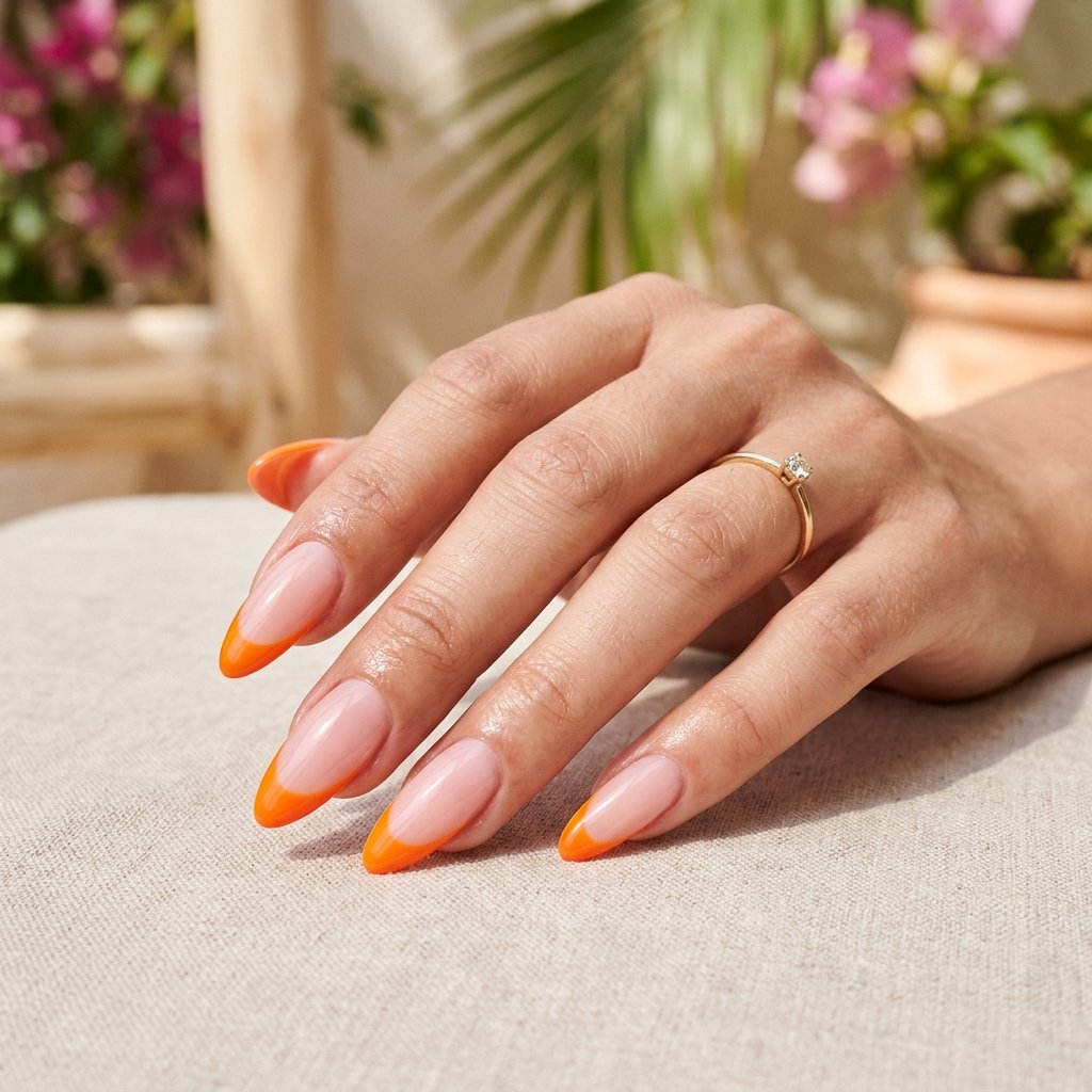 Orange French Tip Acrylic Nails