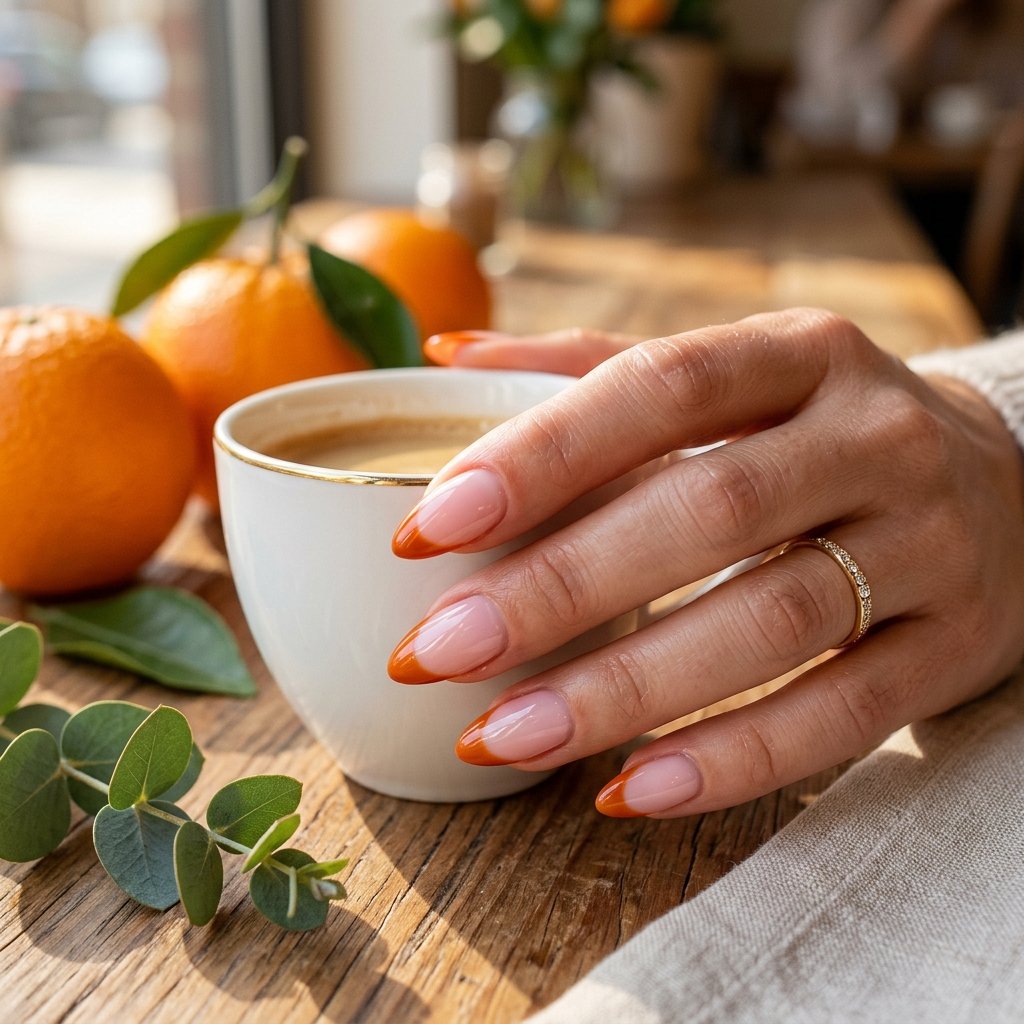 18 Orange French Nails Revealing A Chic Twist On A Classic Look 19 Classic Glossy Orange French Nails