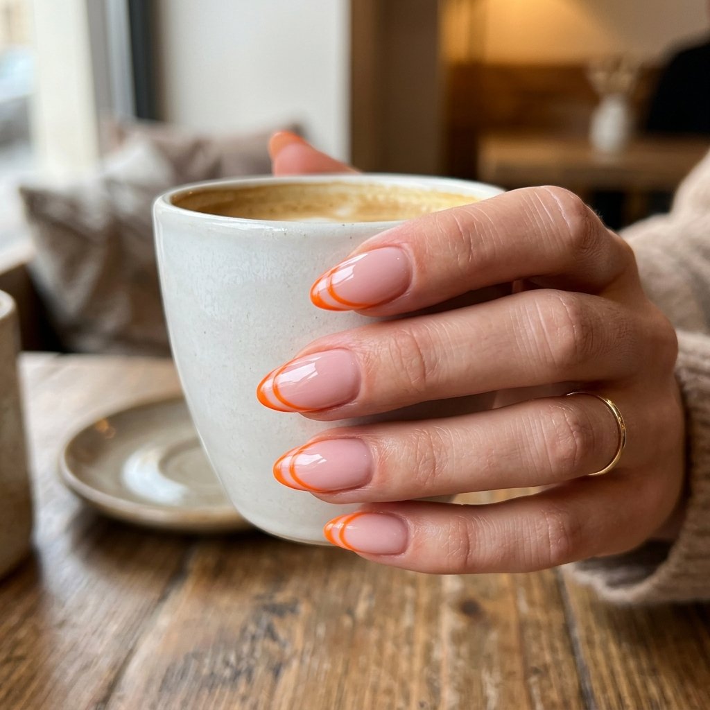 18 Orange French Nails Revealing A Chic Twist On A Classic Look 5 Double Line Orange French Nails