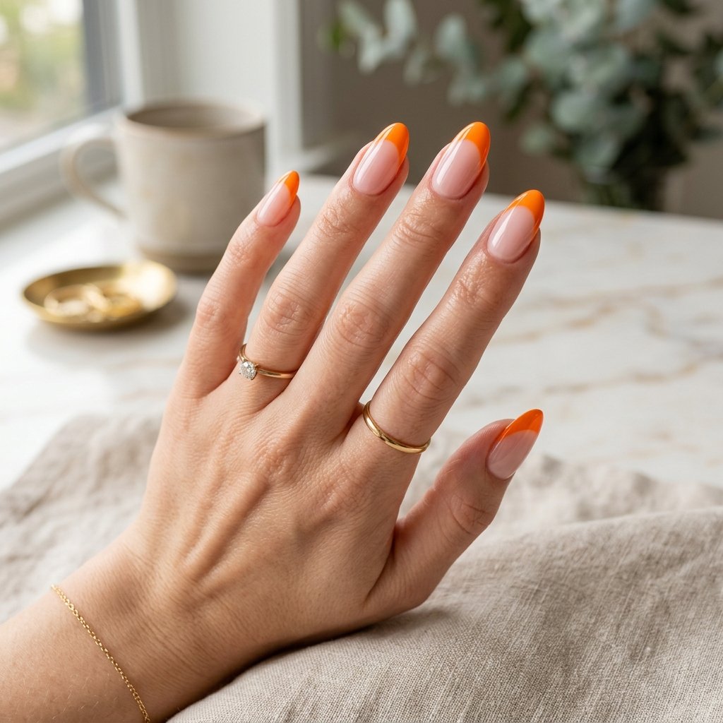 Orange French Tip Nails