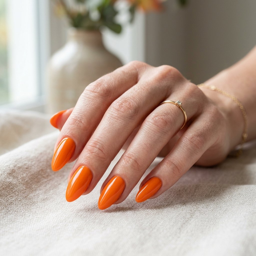 Orange Almond Nails
