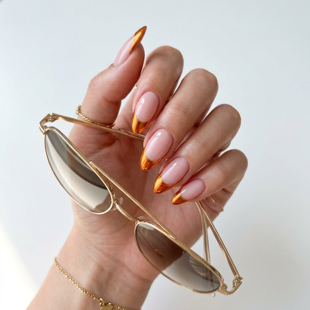 18 Orange French Nails Revealing A Chic Twist On A Classic Look 7 Orange Chrome French Nails