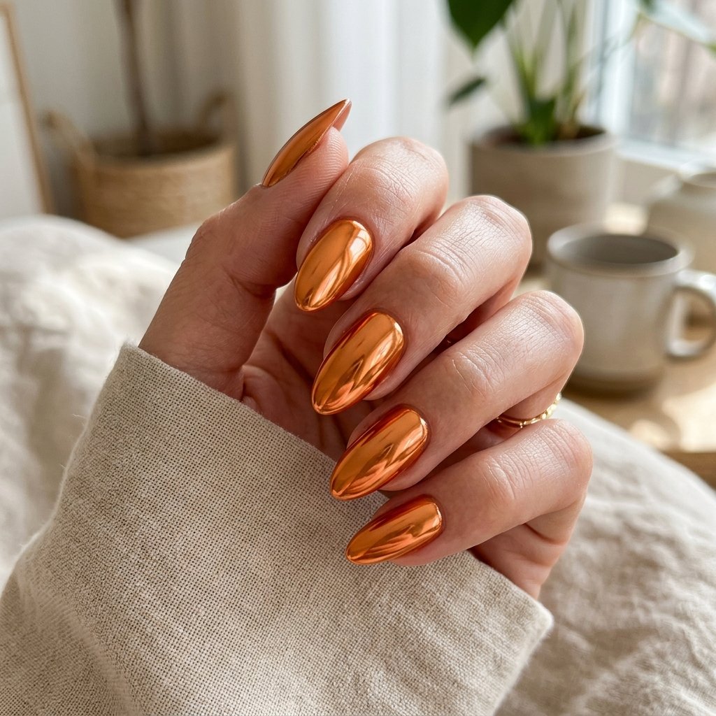 Orange Chrome Nails