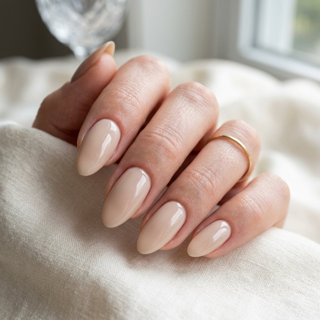 Pale Beige Gloss Nails
