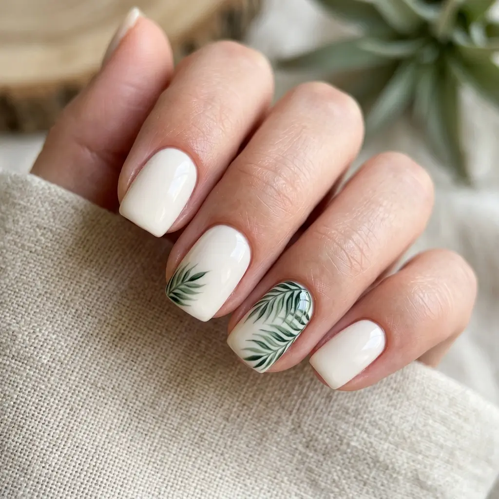 Tropical Palm Accent Nails