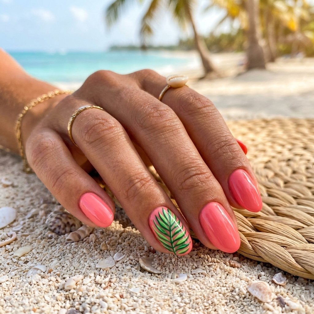 Palm Leaf on Coral Base