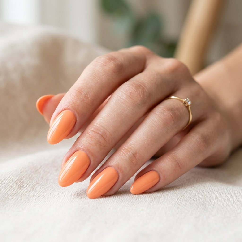 Peach Orange Gloss Nails
