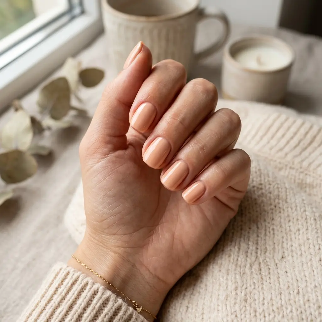 Soft Peach Beige Nails