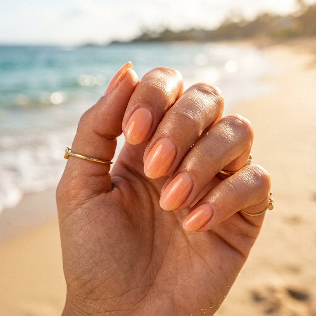 Peach Glaze Short Oval Nails