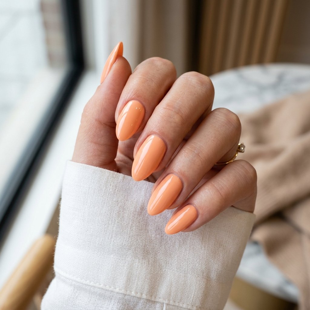 Peach Orange Almond Nails