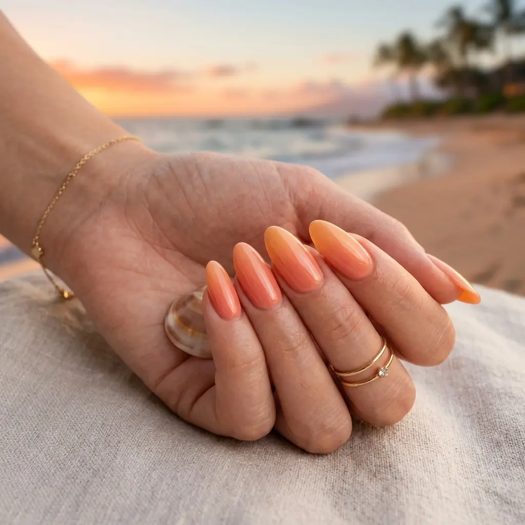 Peachy Sunset Nails
