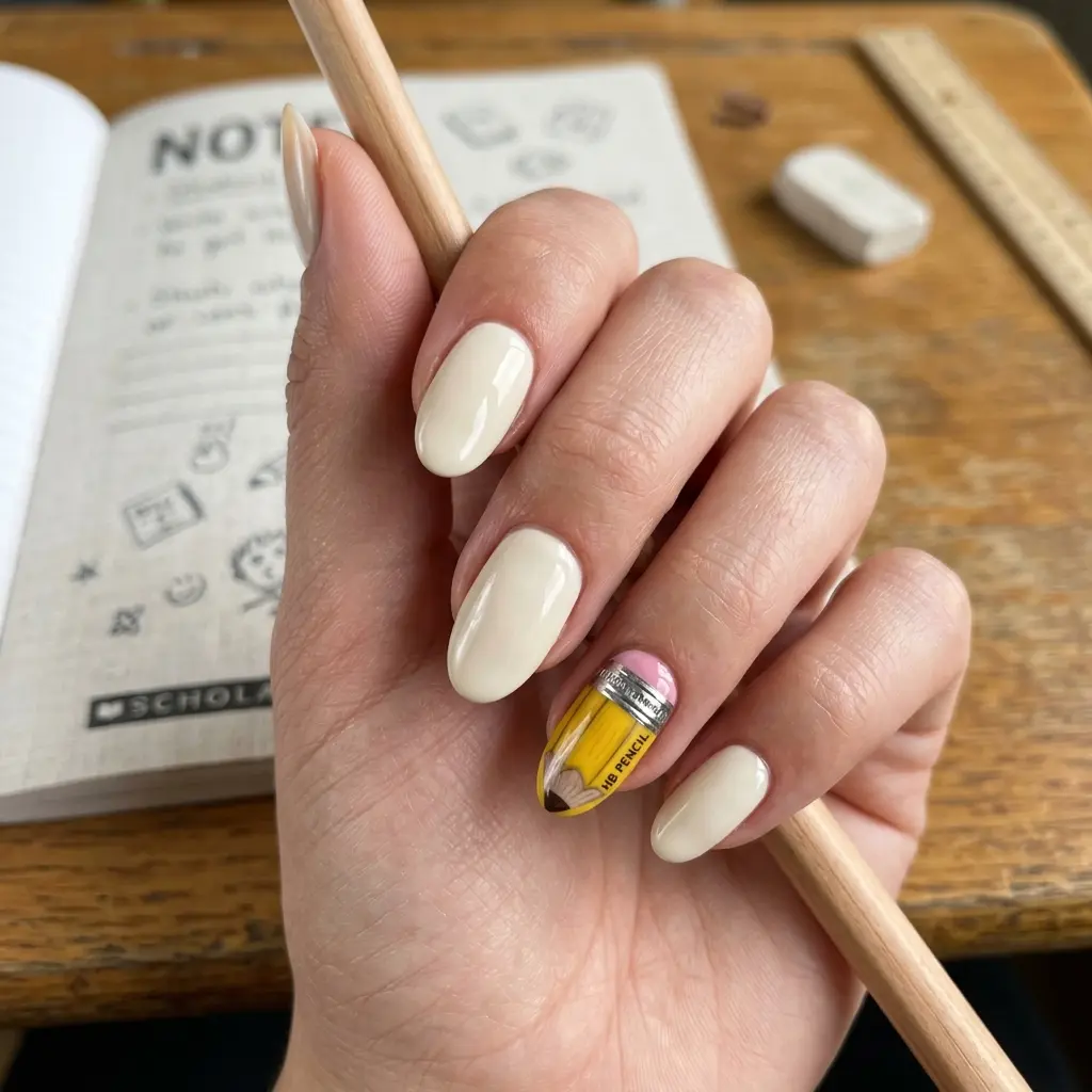 Pastel Pencil Tip Accent Nails