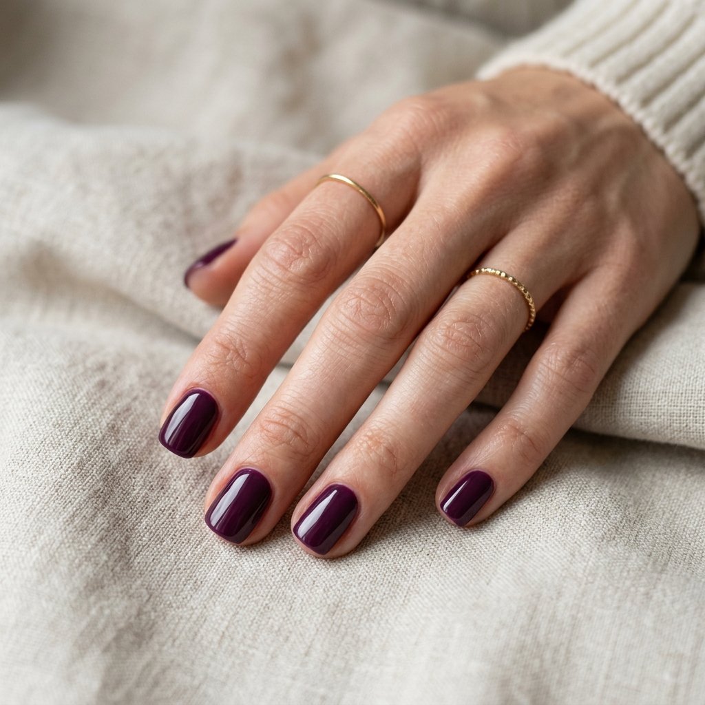 Plum Short Nails