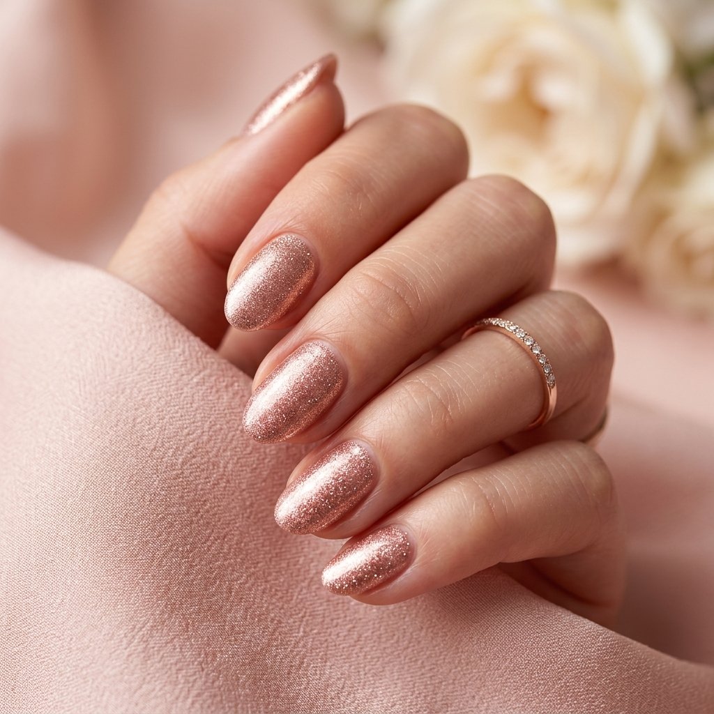 Rose Gold Shimmer Nails