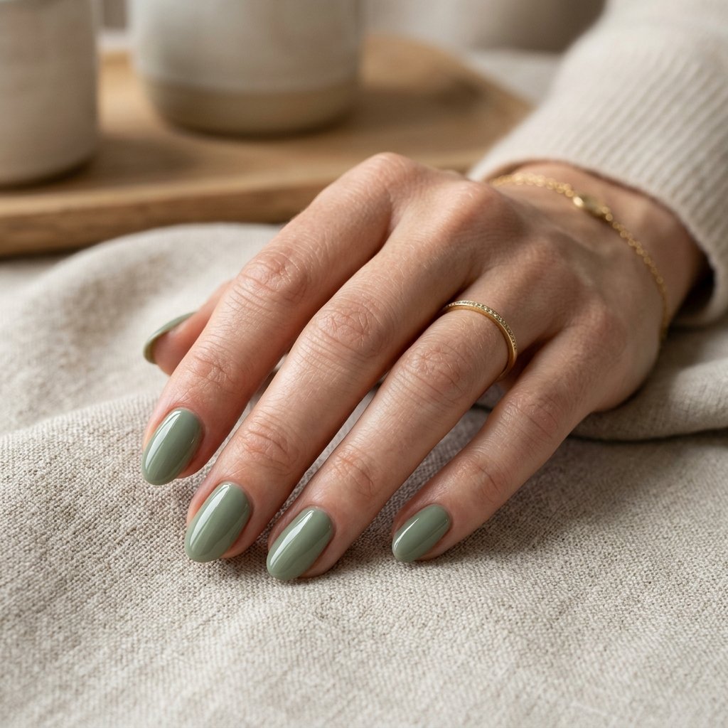 Sage Green Minimalist Nails