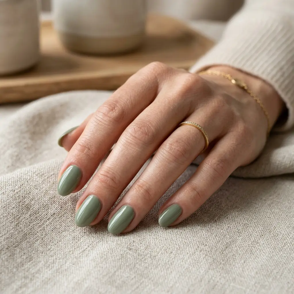 Sage Green Minimalist Nails