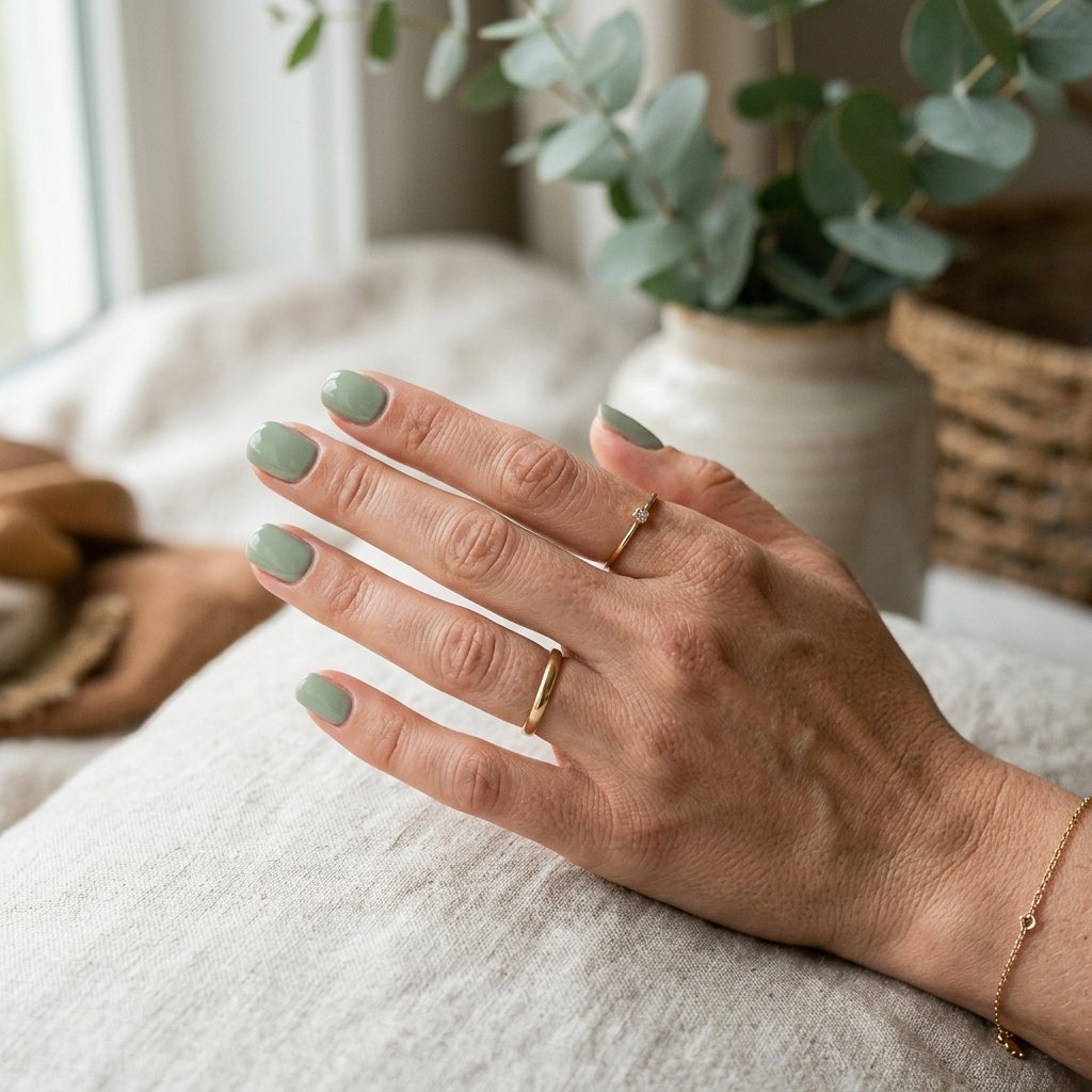 Soft Sage Green Nails